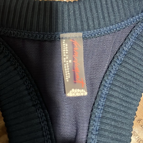 Free People Movement Game Time Blue Racerback Ribbed Cami Athletic Tank Top Sz M - Picture 9 of 14